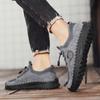 Handmade Genuine Leather Mesh Men's Shoes New Breathable Flat Casual Shoes Outdoor Walking Men's Sneakers Hiking Shoes Zapatilla