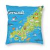 Cornwall Map Pillowcase Polyester Linen Velvet Pattern Zip Decor Sofa Seater Cushion Cover