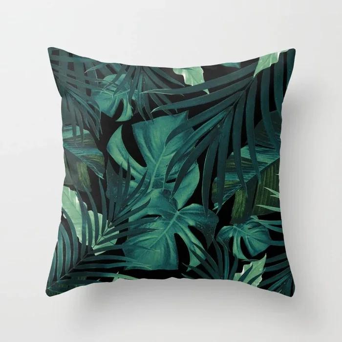 Tropischer Blatt-Kaktus-Monstera-Kissenbezug, 45 x 45 cm, Polyester, Kissen, Sofa, Heimdekoration, Dekoration, dekorativer Kissenbezug