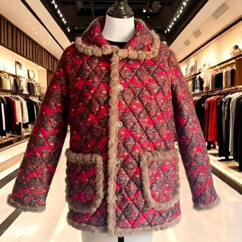 2025 Neue florale Samt-Baumwolljacke für Damen - Gemütliche, stilvolle Oberbekleidung für Senioren