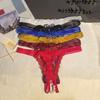 Open Crotch Pearl Lace Underwear Hollow-out Mesh Lace Briefs Women's Thong  Summer Spring
