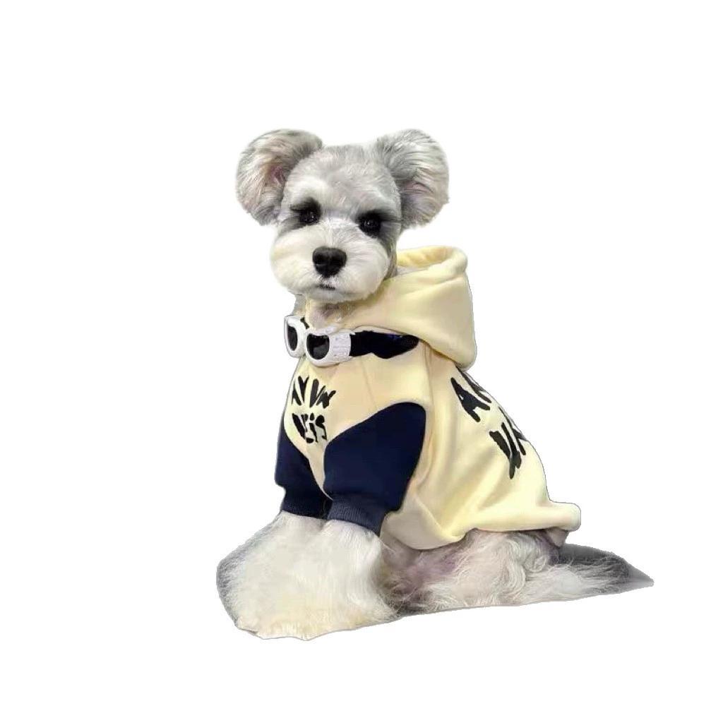 Dog Clothes Autumn and Winter Warm Hooded Sweater Schnauzer Higher Than The Bear Autumn and Winter Velvet Color Matching Pet Clothes