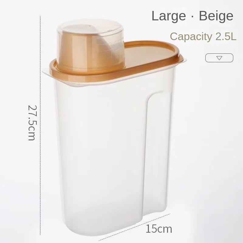 Plastisk husdjursmatshink med måttkopp, rishink, förvaringsburk för kaffebönor, fuktsäker och insektsresistent matbehållare