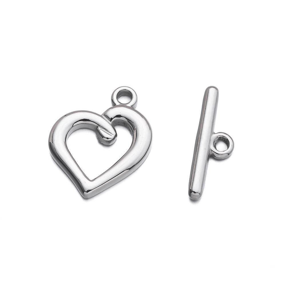 

2PCS Stainless Steel 6 Styles Heart OT Toggle End Connectors Bar and Ring Clasp Closure for DIY Jewelry Bracelet Necklace Making