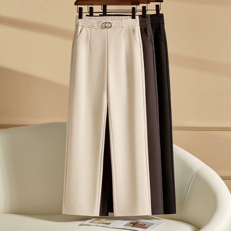 Women's High-Waist Wide-Leg Pants - 2026 Spring/Autumn Casual, Loose, Versatile, and Straight-Leg for Middle-Aged Women