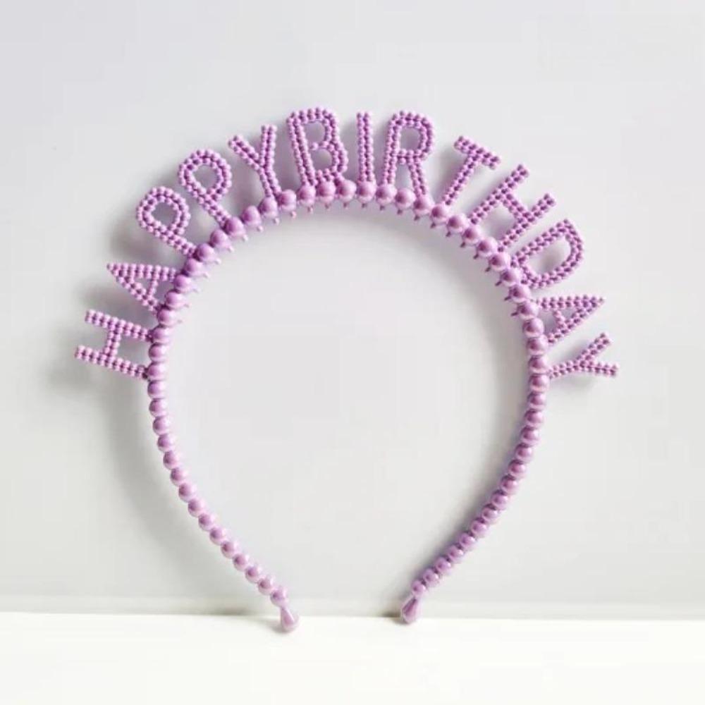 New Pearl Hair Band Happy Birthday English Letter Headband Children's Birthday Party Jewelry Gift Hair Accessories for Girls