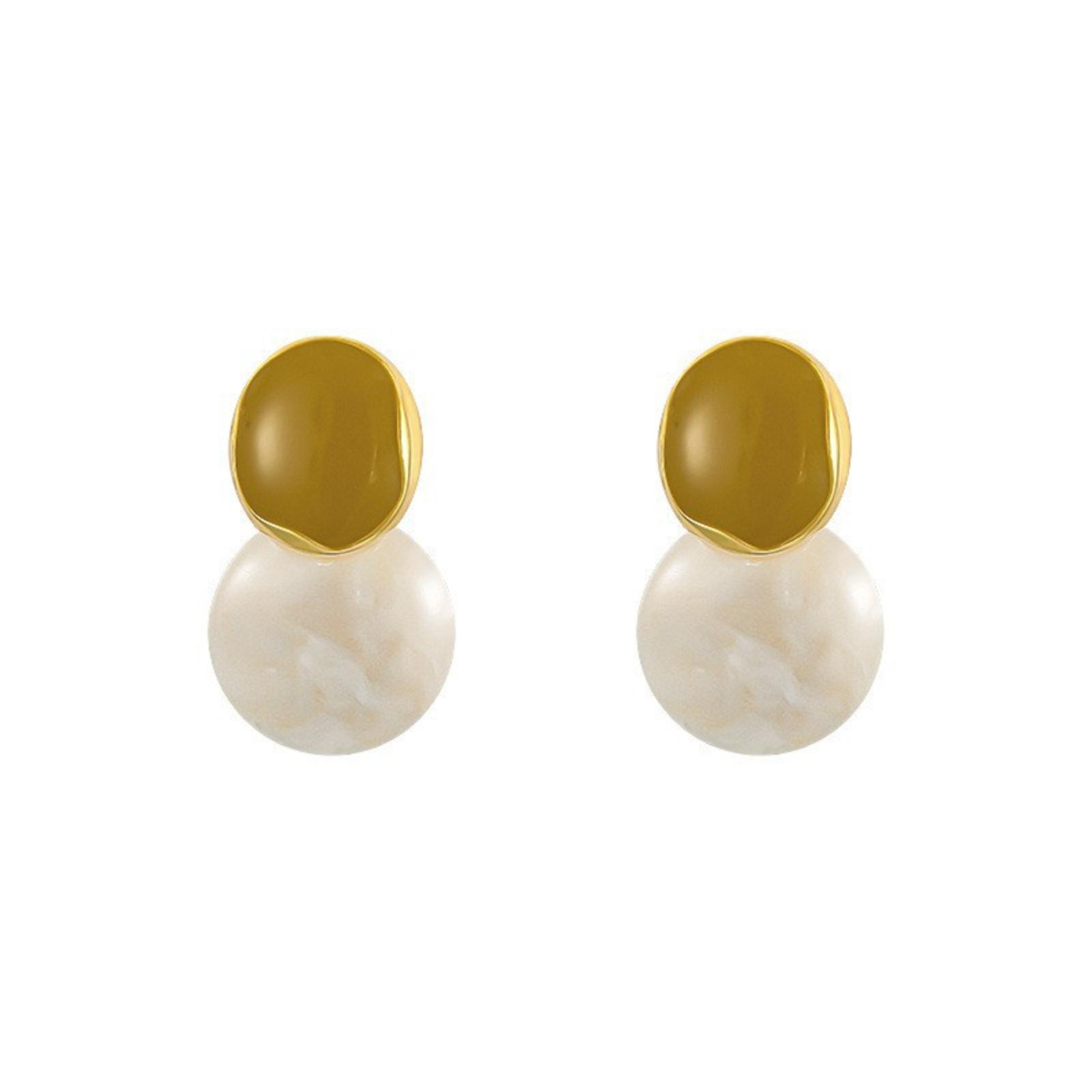 Retro Stud Earrings For Women Asymmetrical Enamel Earrings Delicate Earring Pendants One Size белый