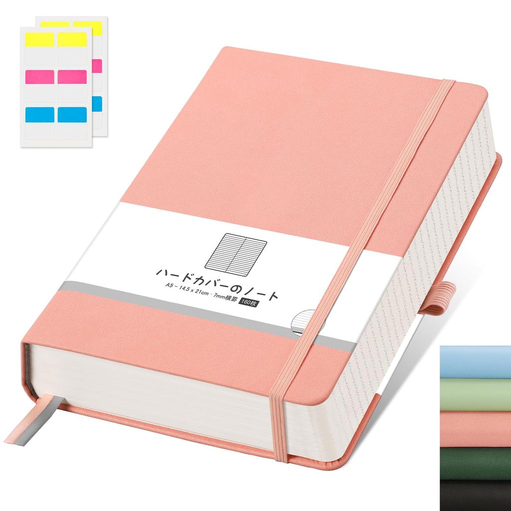 AHGXG A5 Horizontal Ruled A 160 Classic W x College Work Travel Pink Notebook, (7mm Ruled), Sheets, Notebook, Size 14.6cm 21.3cm H, Diary, Journal,
