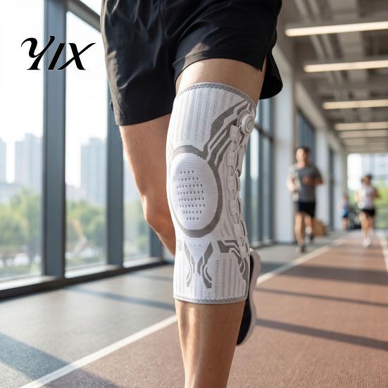 Supportive Knee Gear Adjustable Knob Brace, Support with Patella Pad, Side Stabilizer, High Elasticity Compression Sleeve for Workout Arthritis