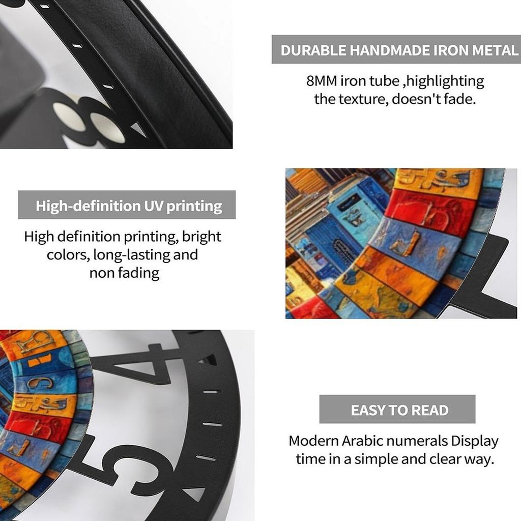 25cm Creative Iron Round Wall Clock for Fashionable Decor