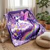 Fantasy Unicorn Rainbow Theme Blanket Lightweight Warm Flannel Blanket Decorative Throw Blanket for Home Decoration