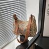 Stylish Casual Artistic Printed Crescent Bag In Deep Blue And Cream For Trendy Outings