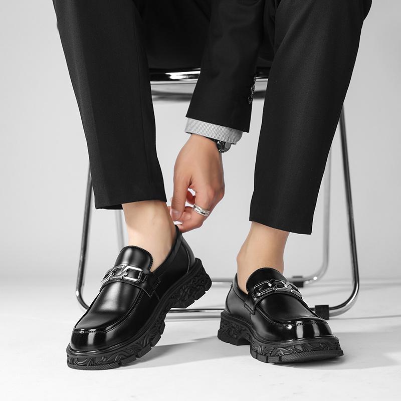 Men Leather Casual Platform Loafers Slip-On High Quality Thick Bottom Oxford Shoes Wedding Shoes JZ-90053