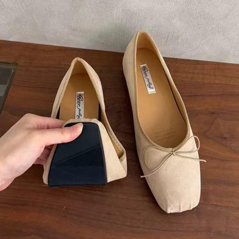 Women Ballet Flats Shoes Shallow Bow Suede Soft Loafers Shoes Luxury Sport Sandals 2025 Autumn New Dress Chaussure Femme
