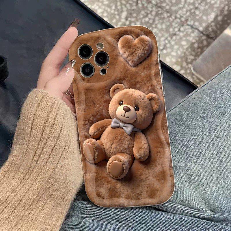 Cartoon Brown Bear Full Coverage Design Anti Drop Phone Case For iPhone 17 Pro Max Air 16E 16 Plus 15 14 13 12 11 XS XR X Cover