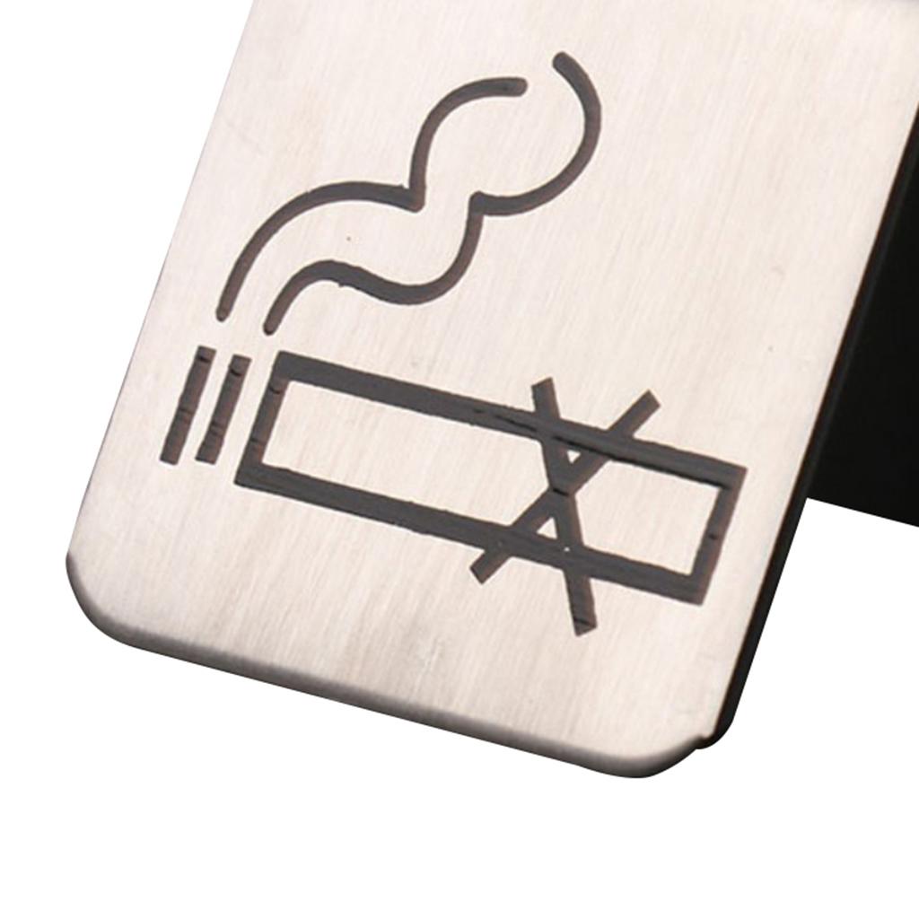 Stainless Steel Tabletop No Smoking Tent Sign Double Sided Display Stand for Restaurant Workplace