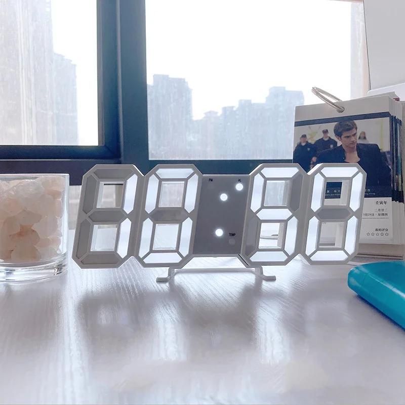 Clocks 3D LED Digital Alarm Clock Wall Clock Time/Date Home/Kitchen/Office Clock Decorative Garden Watch Decoration for Bedroom