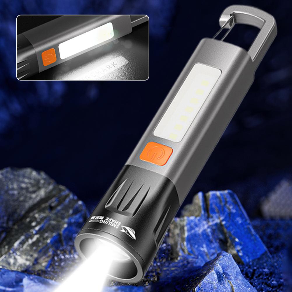LED Flashlight EDC Torch Light With Hook Camping Light USB Charging Portable Outdoor Zoomable Waterproof For Outdoor