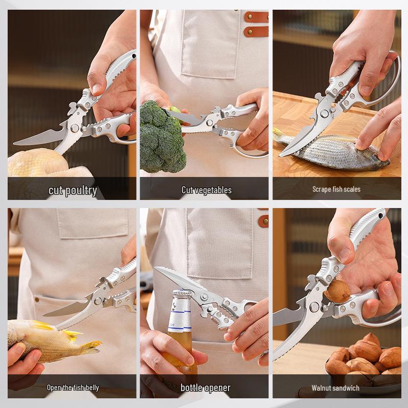 Multifunctional Stainless Steel Kitchen Scissors for Chicken, Fish, and Barbecue