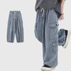Spring and Autumn New Three-dimensional Sticker Jeans, Guochao Brand Hip-hop Couple Washed Loose Wide-leg Trousers for Men and Women