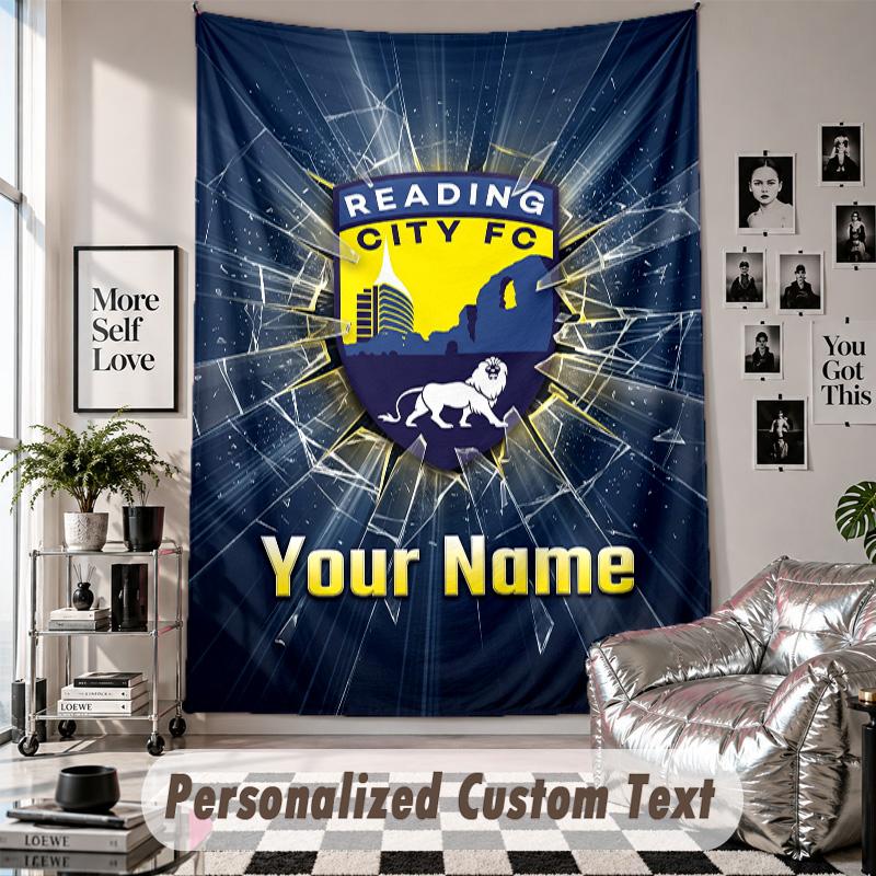 Wall Hanging Tapestry With Custom Name & Text, Reading FC Decorative Tapestry For Bedroom