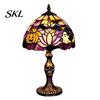 USB Desk Light Halloween Pumpkin Ghost Table Light, Stained Glass Art Night Gothic Bedroom Lamp, Vintage Decorative Lamp for Holiday Party Home