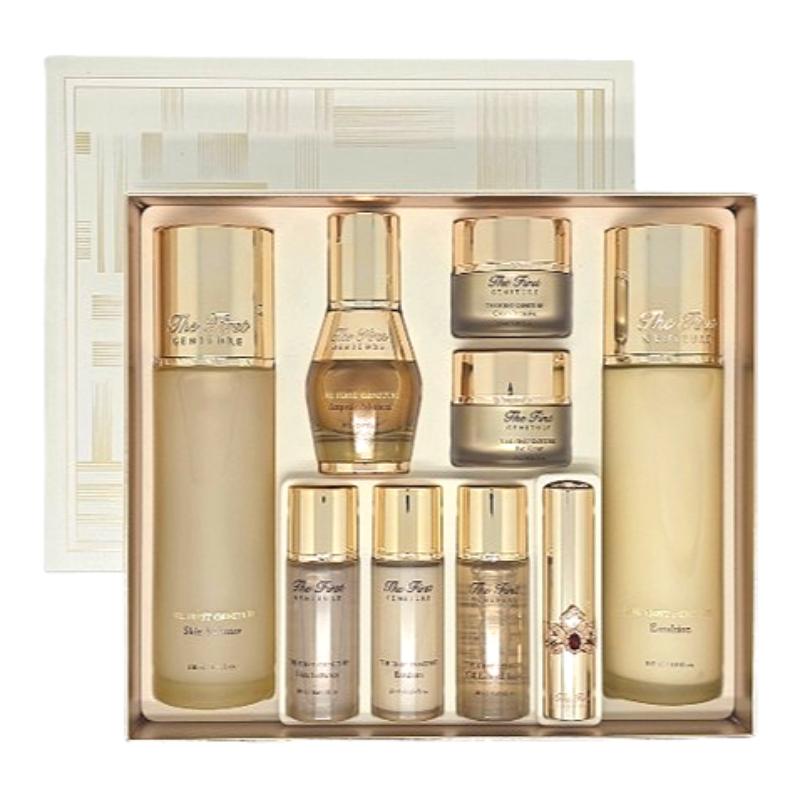 Ohui The First Geniture Signature Skincare Set Skin Softener 150ml + Emulsion 145ml + 6 Miniatures + Red Lip Balm Anti-Aging Luxury Set