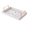 Serving tray Rack with Handles Modern Elegant Cup Holder for Countertop Household , Drain White