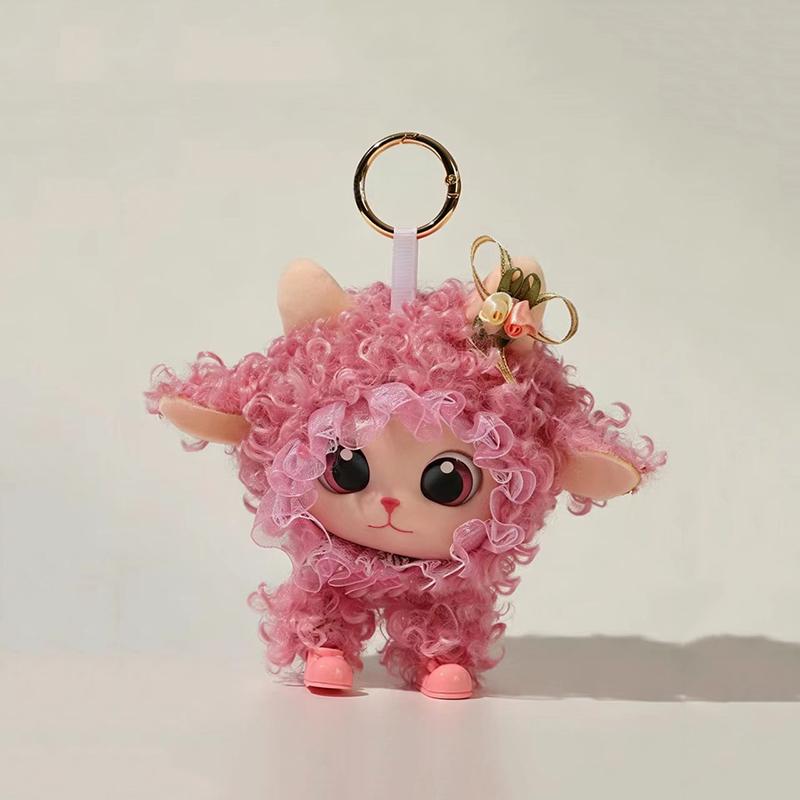 Cute Plush Curly Sheep Cartoon Keychain Bag Charm Decoration Birthday Gift For Girlfriend