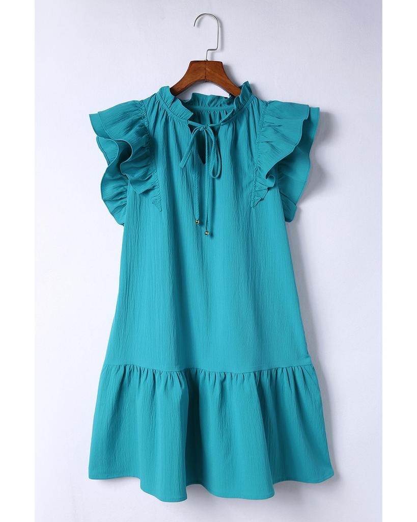 Azura Exchange Tiered Ruffled Sleeves Mini Dress with Pockets