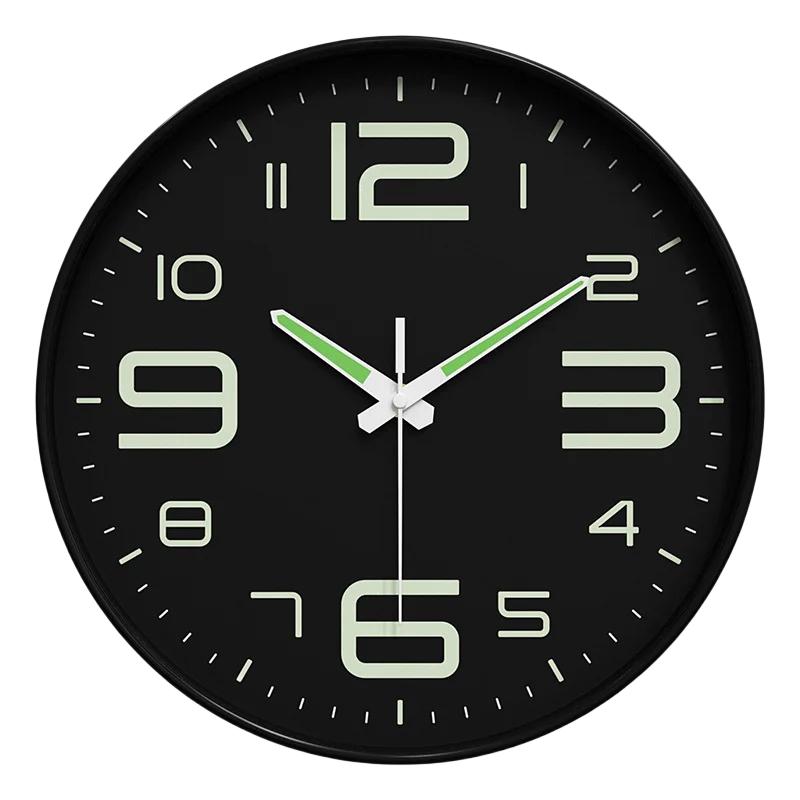10 Inch Modern Glow in The Dark Wall Clock Non-Ticking Silent Movement Night Light Clock Decorative for Home Living Room Office