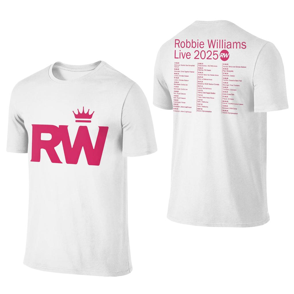 Robbie Williams Live 2025 Tour Concert Apparel Men Women T Shirt Cotton Tee Graphic Printing  T-shirt Clothing