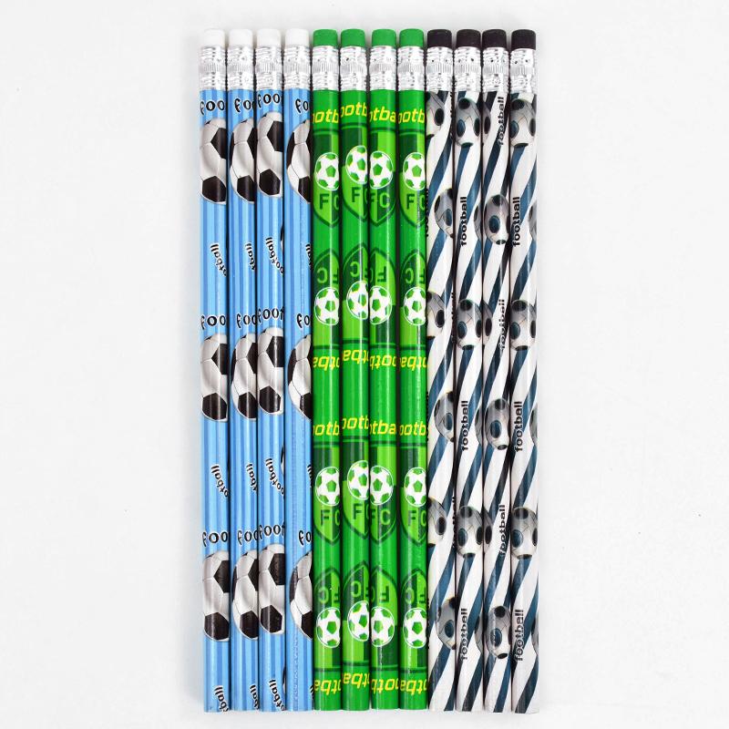 12/24/36Pcs Football Wooden Pencils Kids Soccer Sport Theme Birthday Party Favors Boy Back To School Gift Pinata Fillers Supplies