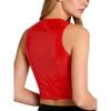 Ladies Glossy PU Leather Crop Top S-3XL Front Double Zippers Sleeveless Slim Tank Top for Club Rave Party Nightwear