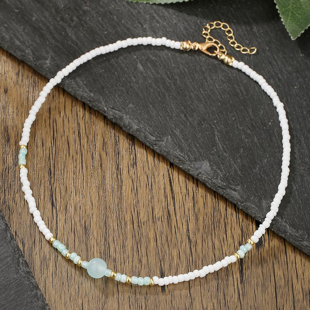 

Bohemia Mi Zhu String Beads Color Contrast Short Necklace for Women Fashion Beach Vacation Collar Chain Jewelry Accessories Gift
