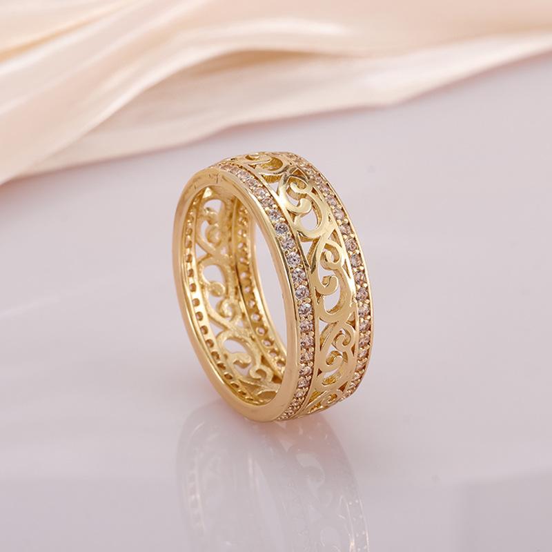 

Personalized Hollow Zirconia Ring for Women - Luxury Lightweight Finger Ring - Copper-Gilded Handpiece Accessories no. 5 золотой