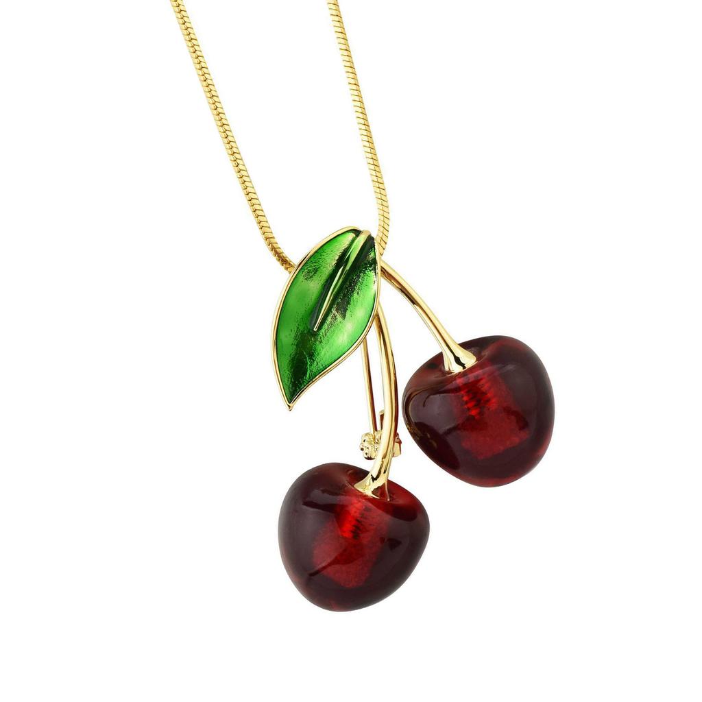 Cherry Pendant Necklace Sweater Chain Necklace Fashion Accessory Artificial Crystal Texture Present for Fashion Women