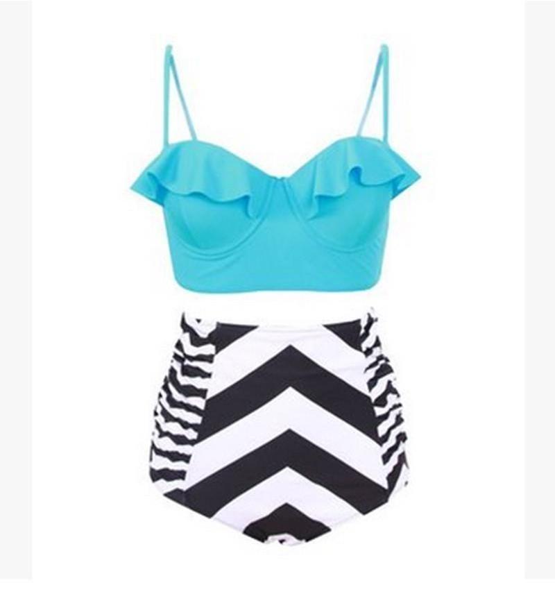 Women Personality Fashion Ruffles Plaid Floral Zebra Bikini Set Swimsuit For Trendsetters