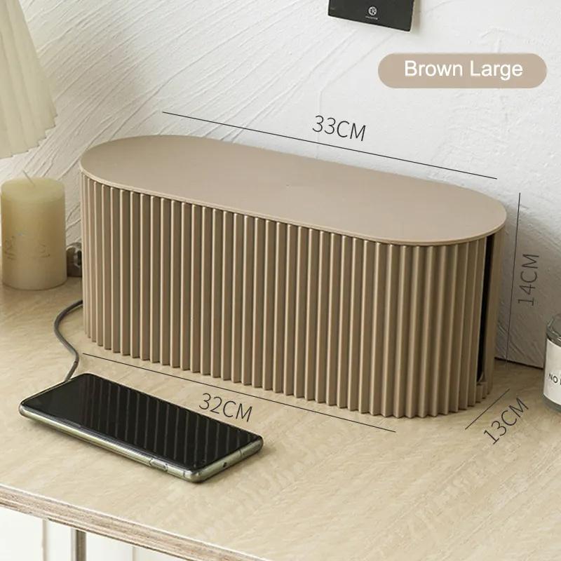 

Wire Storage Box Large Capacity Data plug board Storage Box Desktop Cable Management Box Router Bracket коричневий