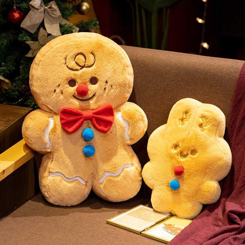 Adorable Gingerbread Man Plush Toy Stuffed Caramel Chocolate Gingerbread Rabbit Cushion Christmas Decoration Xmas Birthday Gift