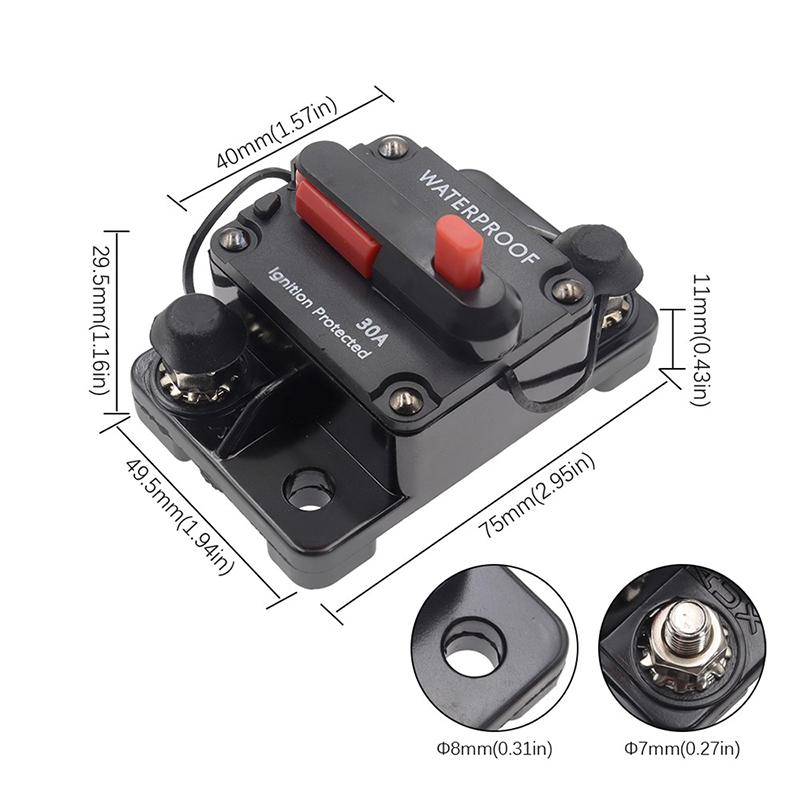 Car Audio System Waterproof Marine Circuit Breaker Reset Fuse 12V- 48V DC 40A 60A Reset 20A To 300A Circuit Breaker 6