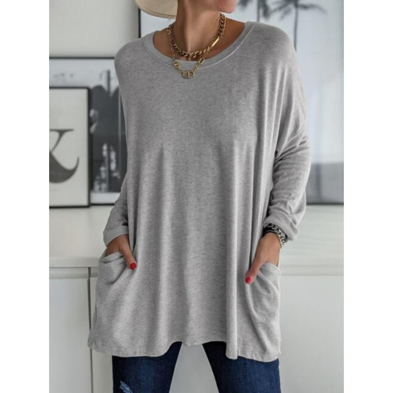 

Round Neck Long Sleeved Loose Casual Women s T-shirt M