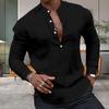 Menn Vår Høst Skjorte Henry Hals Ensfarget Langermet Slim Fit Pullover Knappdekor Myk Tynn Pustende Menn Business Hverdagstopp