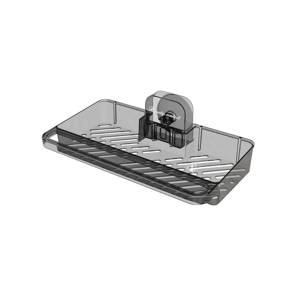 Transparent Suction Cup Shower Shelf Removable No-Drill Wall-Mounted Storage Holder Space Saving Waterproof