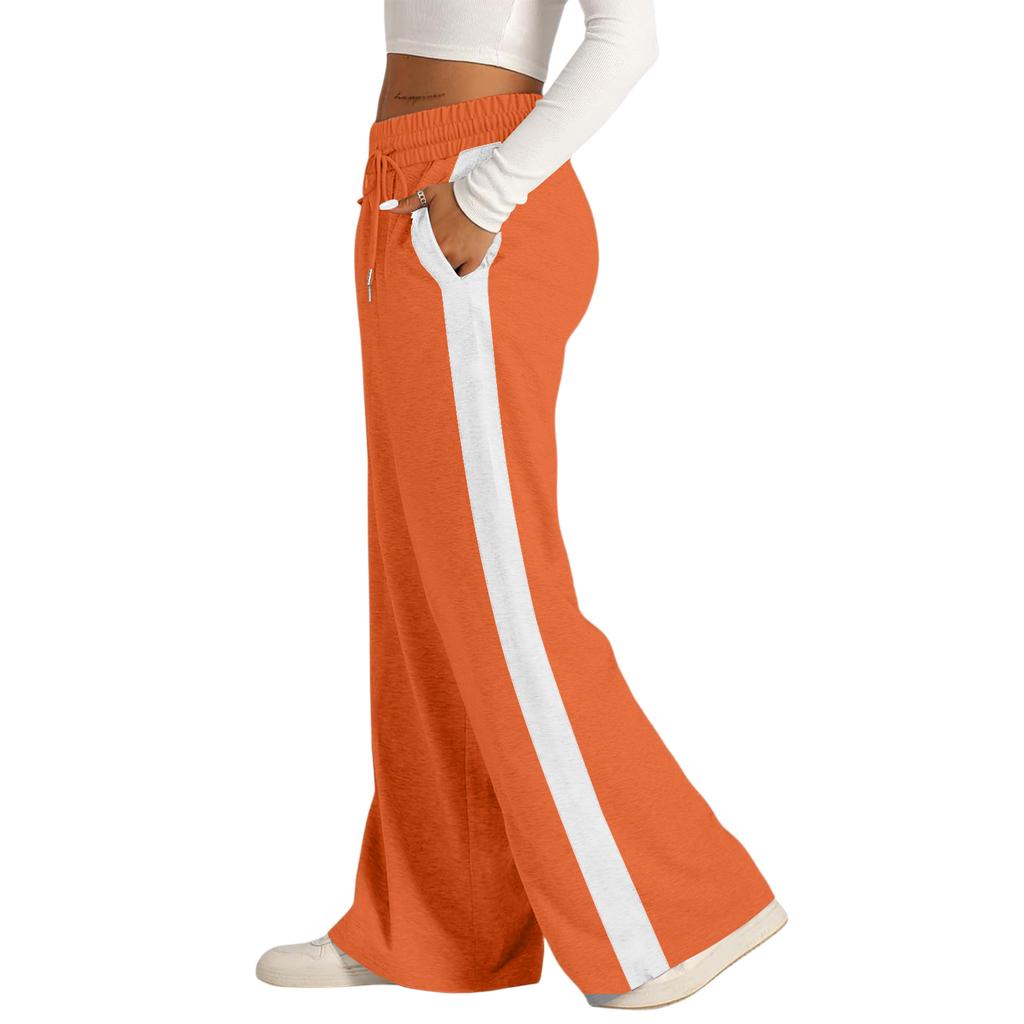 Women's Casual Fashion Solid Color Elastic Waist Drawstring Workwear Wide Leg Pants With Pockets