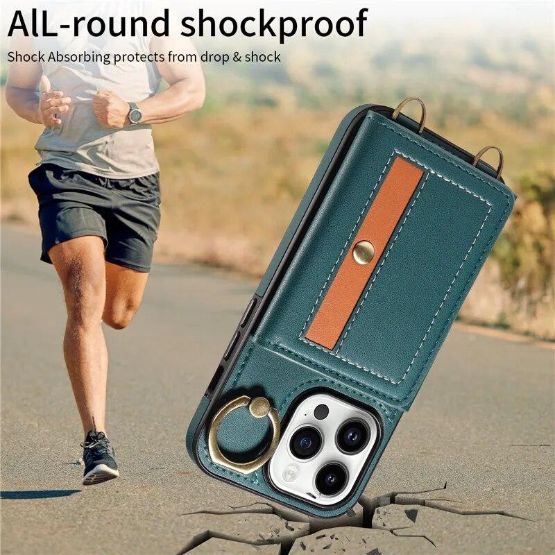 Ring Lanyard Leder Brieftasche Fall für iPhone 15 Pro Max 14 Plus 13 Pro 12 Samsung Galaxy S24 Ultra S23 S22 21 FE A25 A15 A54 A34 A14 Flip Telefon Abdeckung