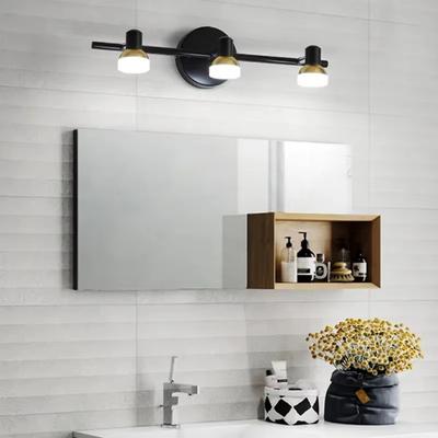 LED Wall Lamp Mirrorn Black Gold 3 Head Headlight For Bathroom Bedroom Fixtures Makeup Lustre Interior Decoratio Nature Lighting