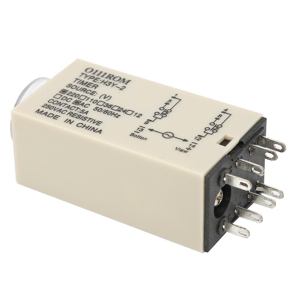 H3Y2 Delay Timer 8 Pin Timer Relay 0~60 Minutes Dial Type 5A for Multiple Purpose  Less Than Br More Than (220VAC )