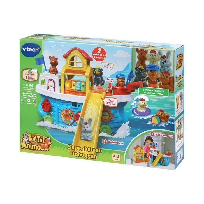 VTECH TUT TUT ANIMO - SUPER BATEAU TOBOGGAN - Jouet pour enfant de 1 à 5 ans avec 5 animaux et un pêcheur inclus