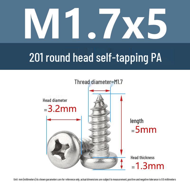 

Yigu Yigu 201 Stainless Steel Phillips Round Head Self-Tapping Screws M1.7-M6